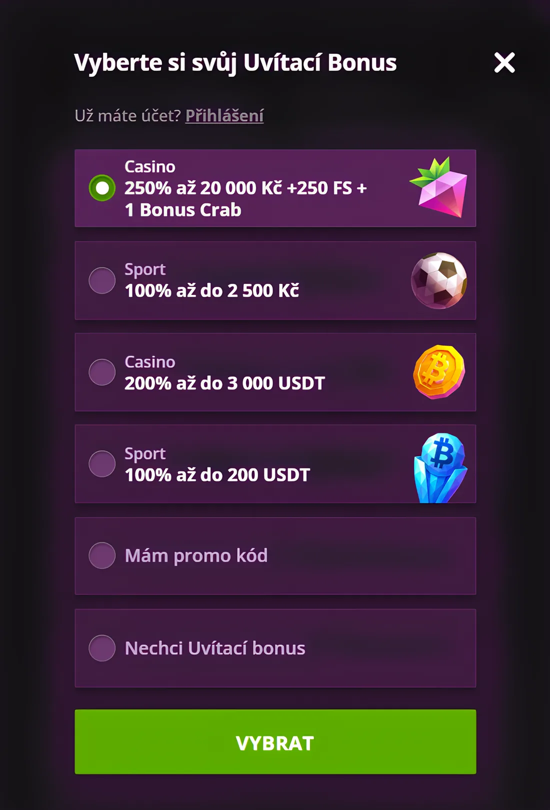 Malina Casino CZ bonus a registrace 2026